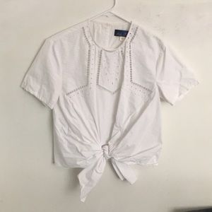 Tie Front Cut Out Short Sleeve Top